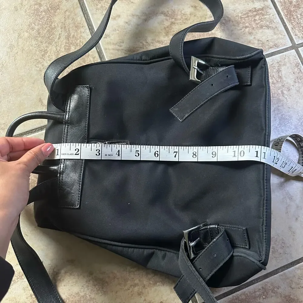 Cole Haan Mini Backpack With‎ Hidden Back Zipper Pocket Nylon Leather Trim